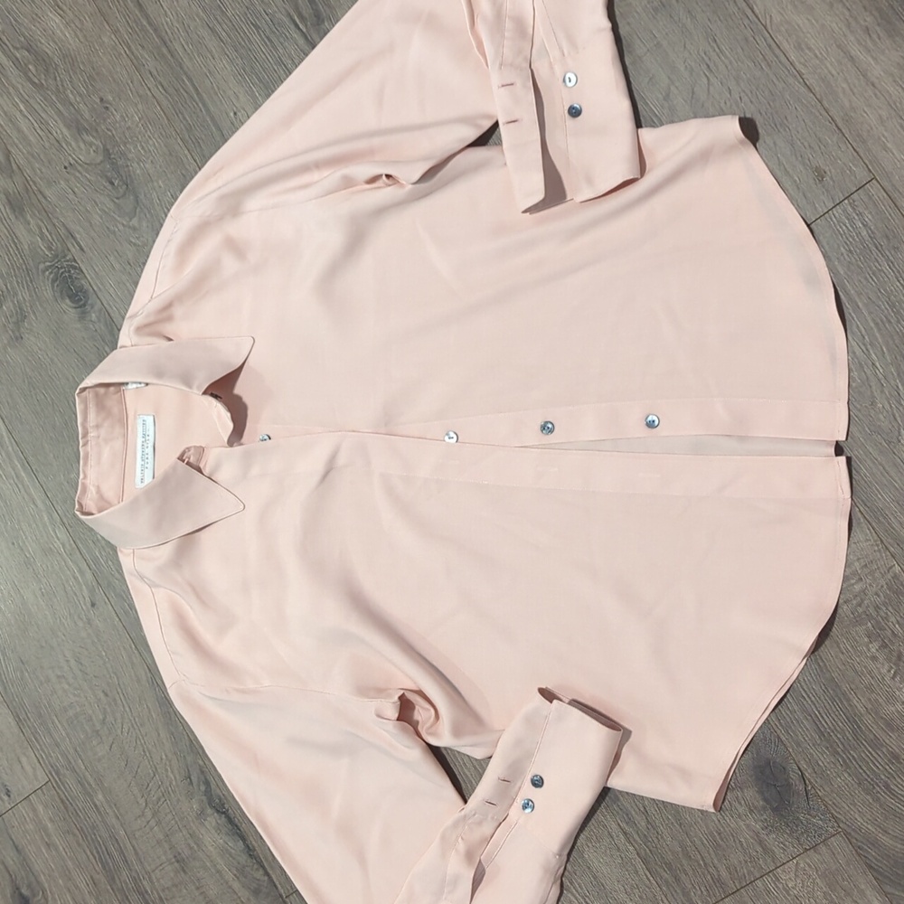 Valerie Stevens Petites Silk Boxy Button Down Blouse Top